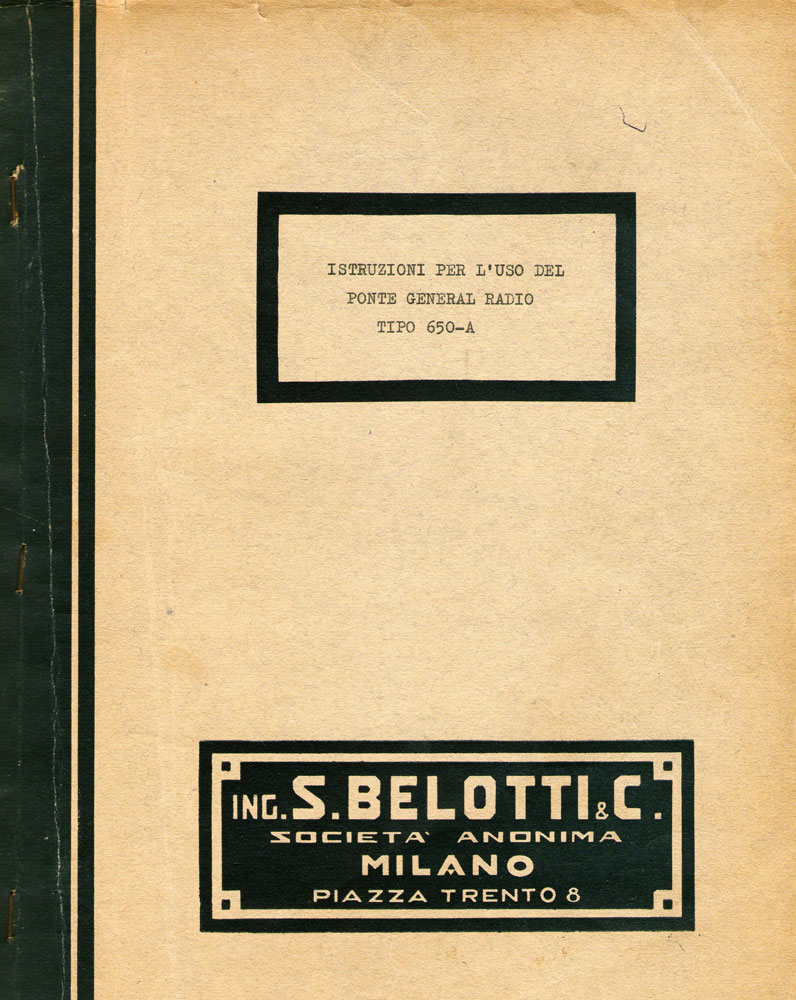 Ponte di misura R.C.L. General Radio mod. 650-A - libretto schemi elettrici