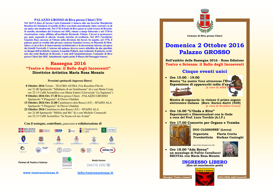 programma Riva di Chieri, 2 ottobre 2016 - fronte
