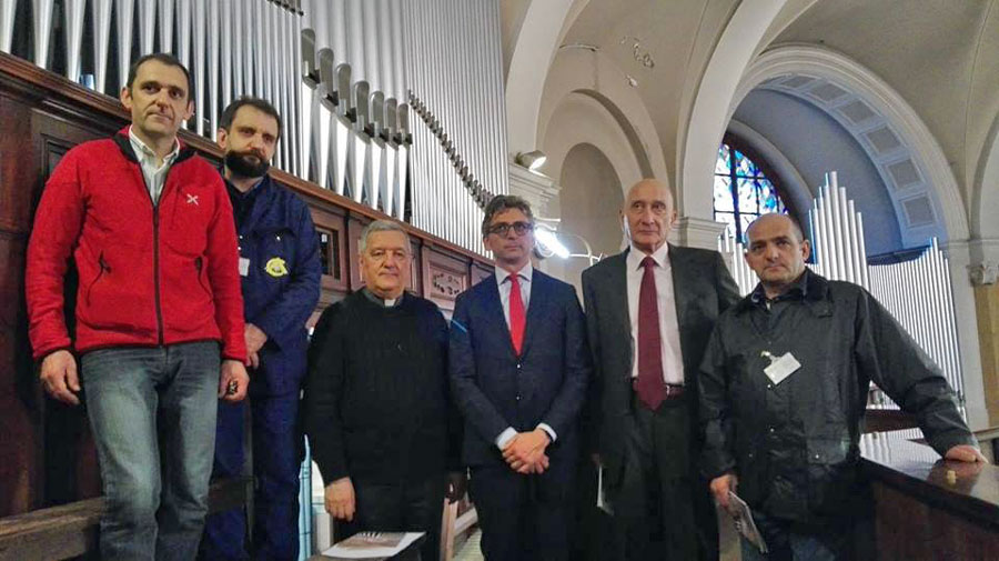 Antonio Corno, Serafino Corno, Mons. Bruno Molinari, Edoardo Mazza Sindaco di Seregno, Carlo Perego, Donato Corno