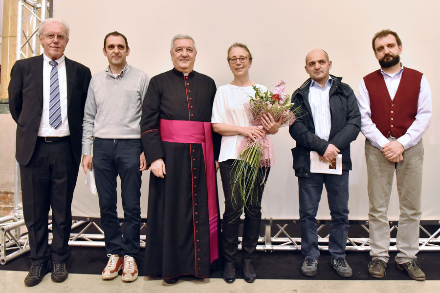 Luigi Losa, Antonio Corno, Mons. Bruno Molinari,  Sophie-Véronique Cauchefer-Choplin, Donato Corno, Serafino Corno (foto Francesco Viganò)