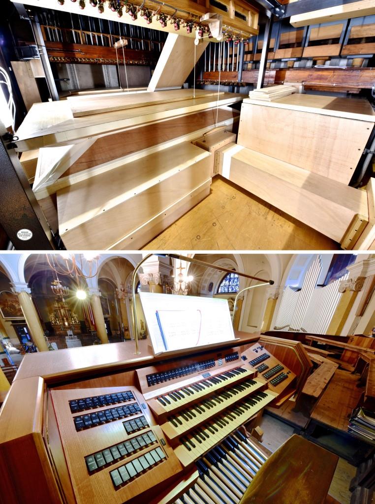 Interno del Grand’Organo e consolle del Grande Organo della Basilica di Seregno (MB) a lavori ultimati
