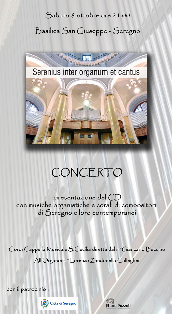 Basilica di Seregno, locandina di presentazione concerto d'organo SERENIUS INTER ORGANUM ET CANTUS