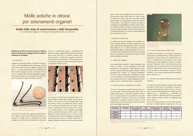 L'arte organaria - Molle antiche in ottone per azionamenti organari
