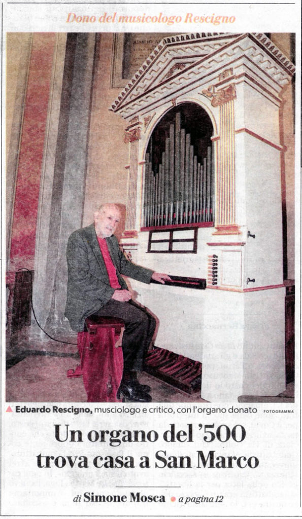 Milano chiesa di San Marco, concerto organo processionale (copertina)